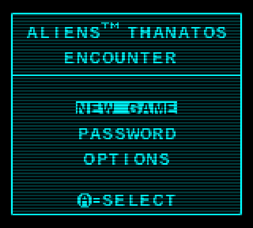 Aliens Thanatos Encounter Game Boy Color GBC title screen