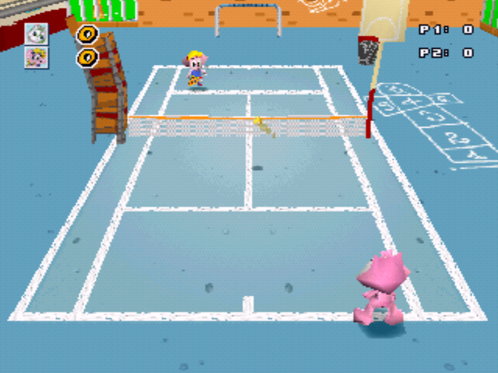 Baby Felix Tennis PlayStation PSone gameplay cross-court forehand