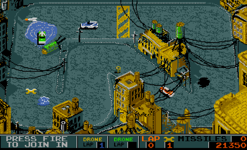Badlands Amiga Commodore gameplay city reverse oil hazards