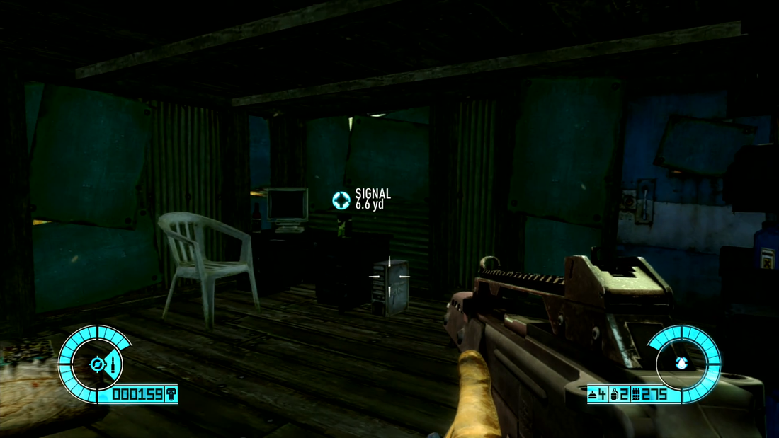 Bodycount Xbox 360 inside a hut following a signal