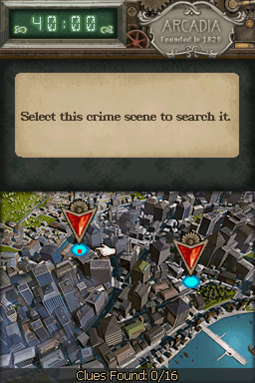 Cate West The Vanishing Files Nintendo DS crime scene map