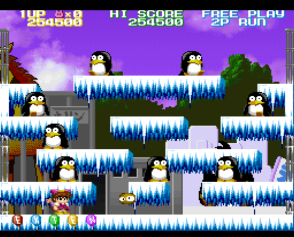Chip-chan Kick! NEC PC-FX gameplay penguins