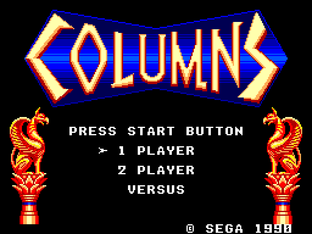 Columns SEGA Master System title screen