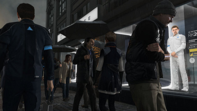 Detroit Become Human PS4 umbrella street scene