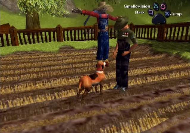 Dog's Life PlayStation 2 PS2 gameplay scarecrow