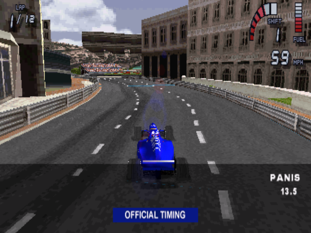 Formula 1 98 PlayStation PS1 gameplay Monaco Panis