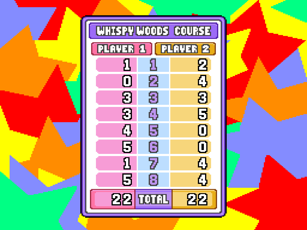 Kirby's Dream Course Super Nintendo SNES scoreboard