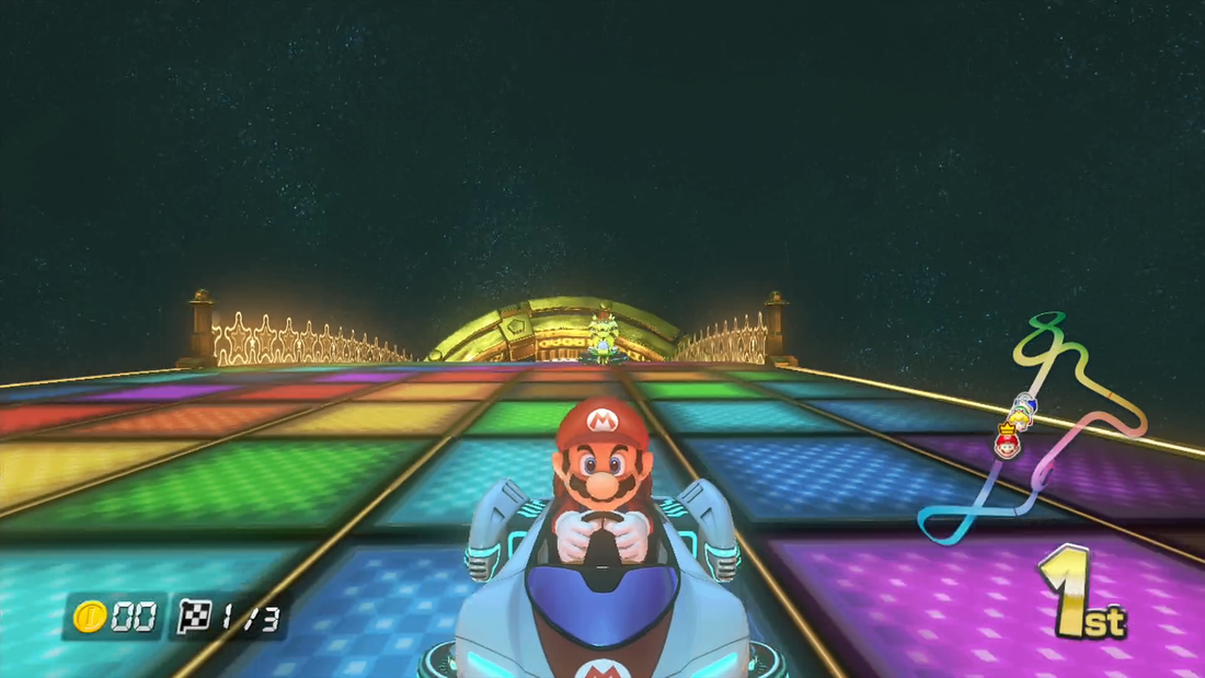 Mario Kart 8 Wii U gameplay Mario Rainbow Road