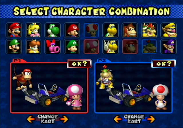 Mario Kart Double Dash!! Nintendo GameCube character select screen