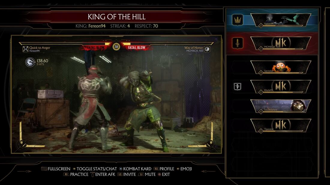 Mortal Kombat 11 PlayStation 4 PS4 mode select king of the hill