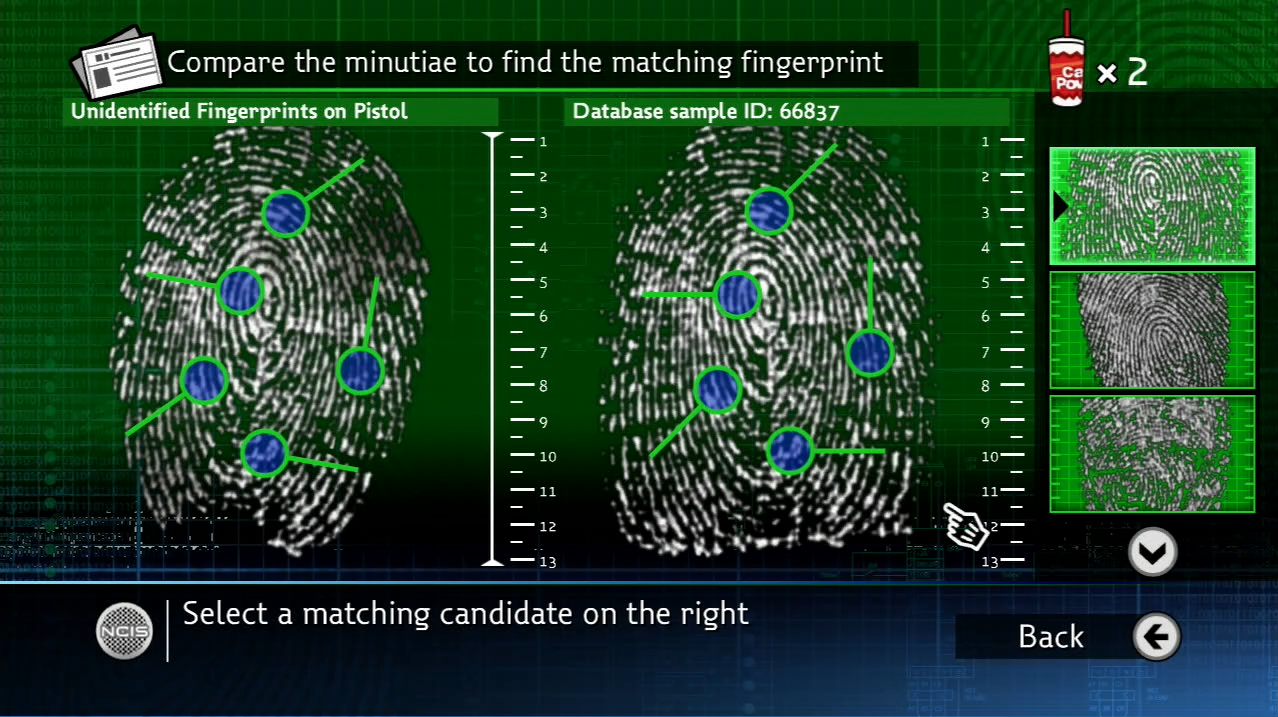 NCIS Based on the TV Series PS3 gameplay fingerprints