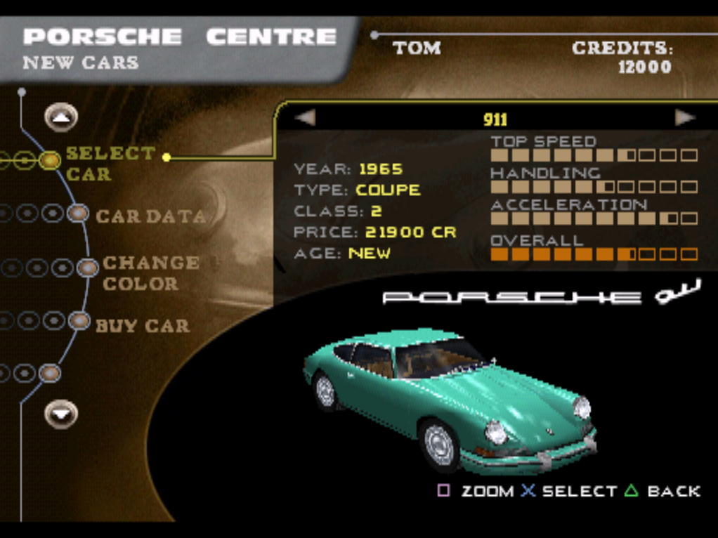 Need For Speed Porsche 2000 PlayStation PS1 showroom