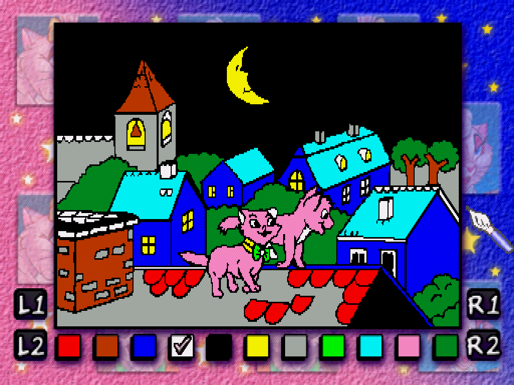 Nice Cats colourful painting night scene