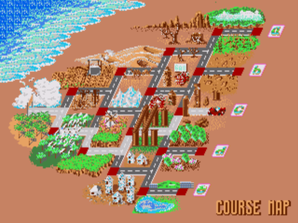 Outrun Mega Drive Genesis SEGA route map
