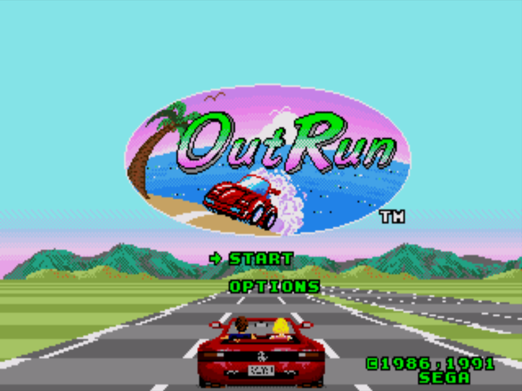 Outrun Mega Drive Genesis SEGA title screen