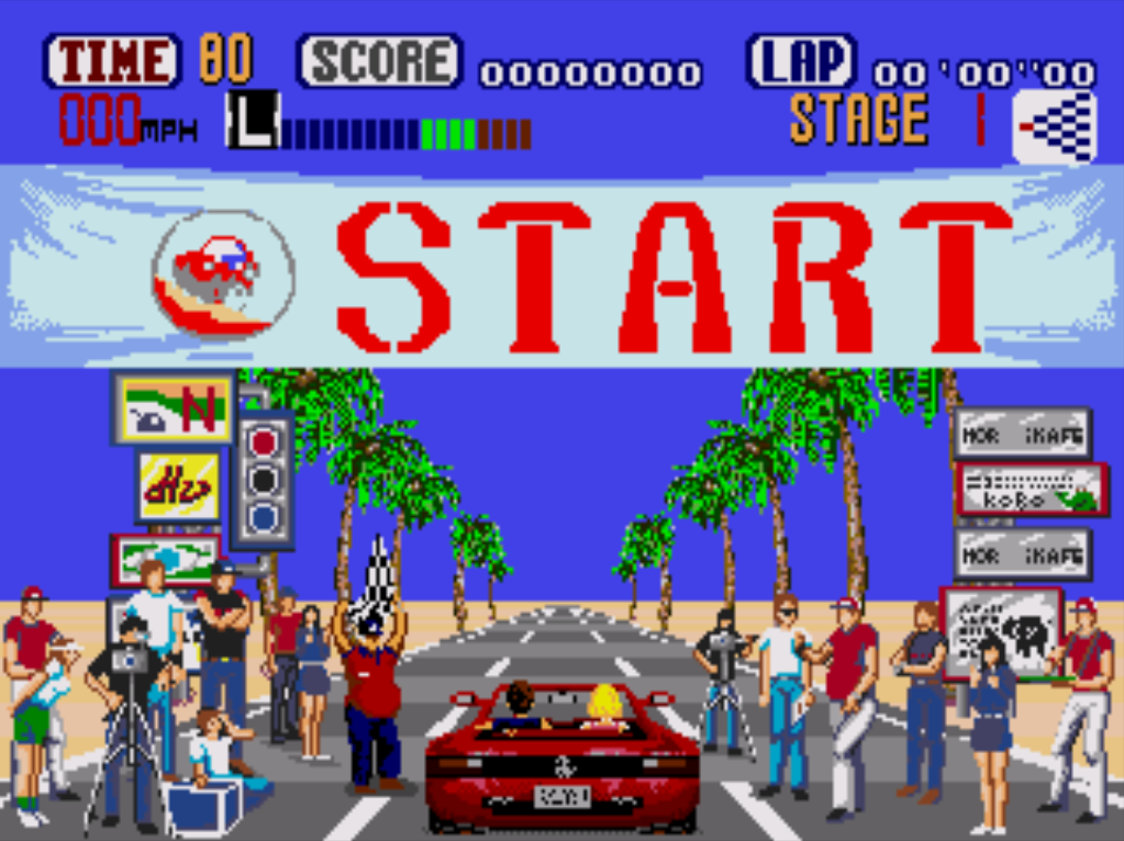 Outrun Mega Drive Genesis SEGA gameplay startline iconic