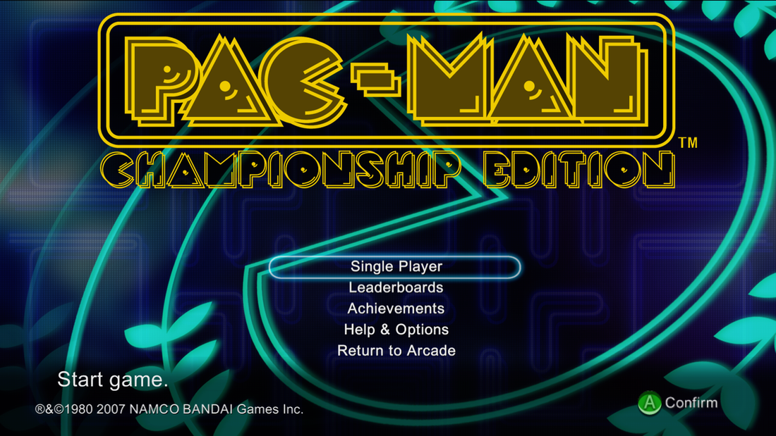 Pac-Man Championship Edition Xbox 360 gameplay title screen