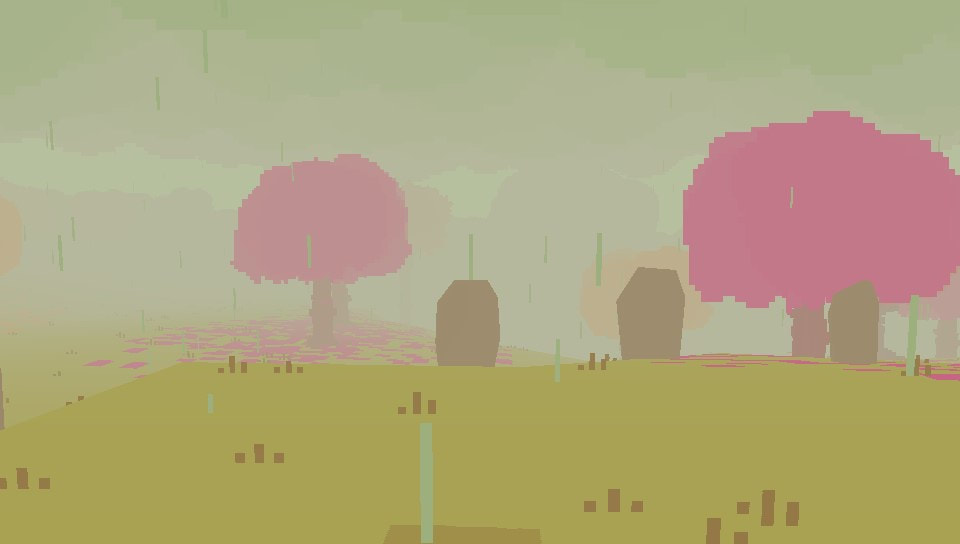Proteus PlayStation Vita tombstones and pink trees