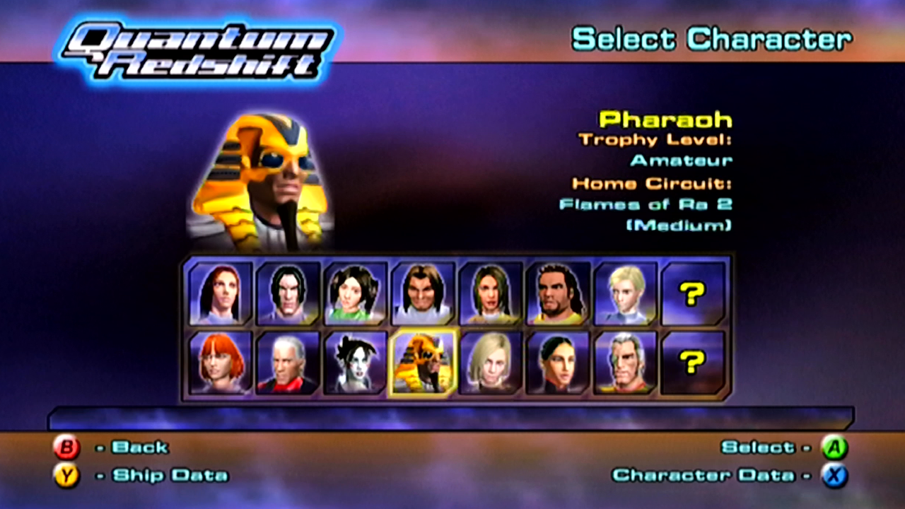 Quantum Redshift Xbox character select