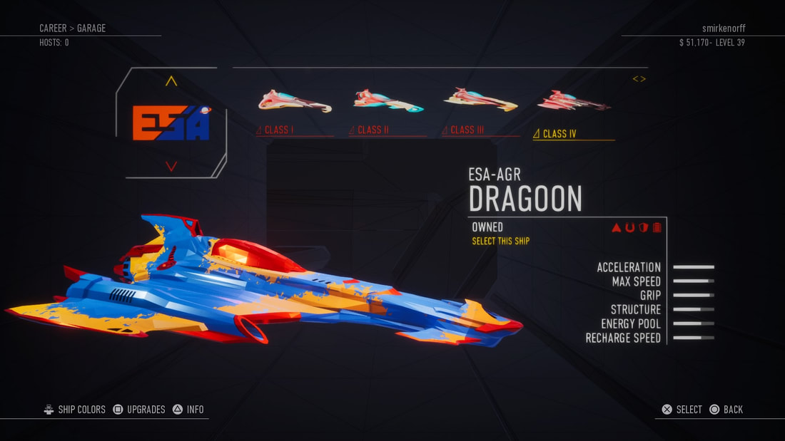 Redout Lightspeed Edition PS4 vehicle craft selection