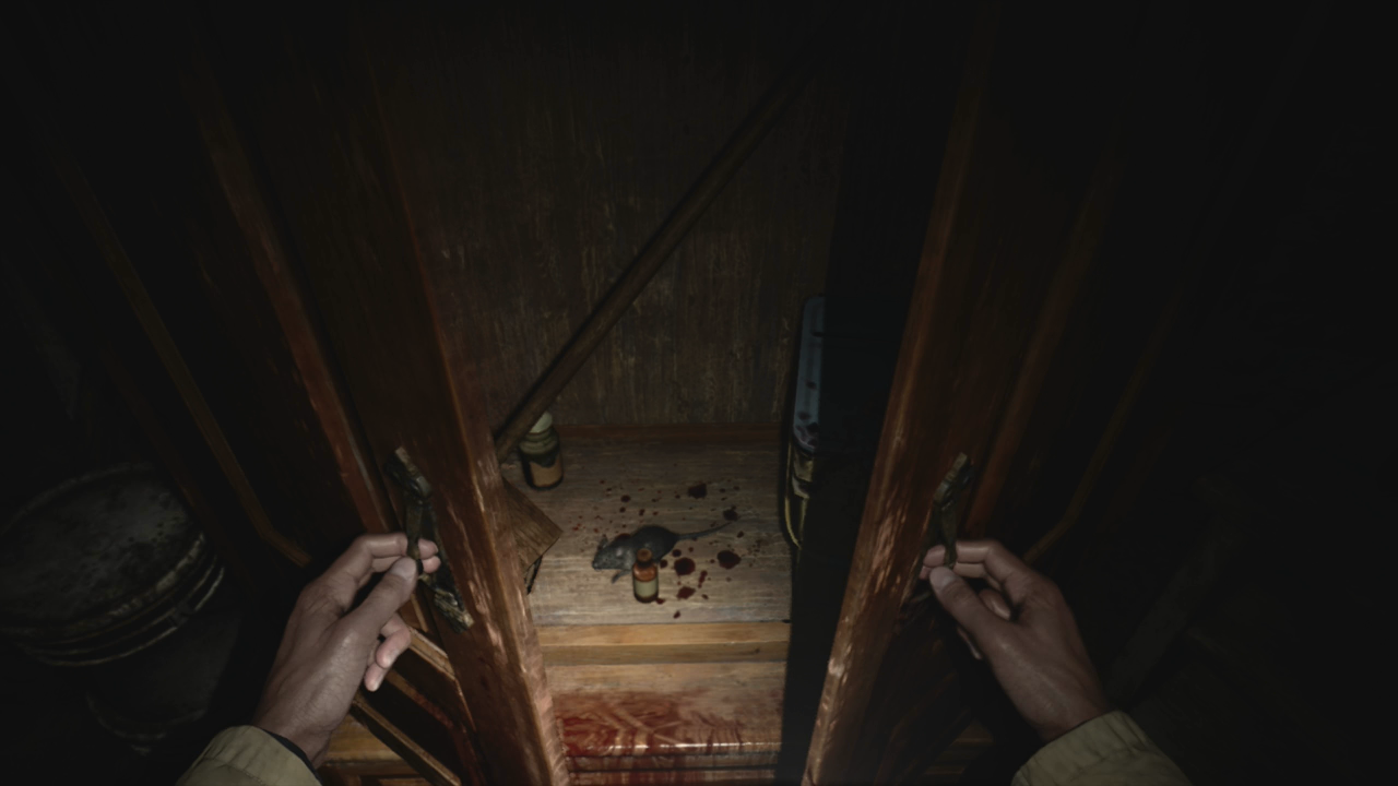 Resident Evil Village Xbox One gameplay cabinet rat