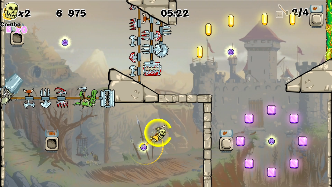 Rotastic switches, cannons, saws, sticky walls and a bit of a headache for the player