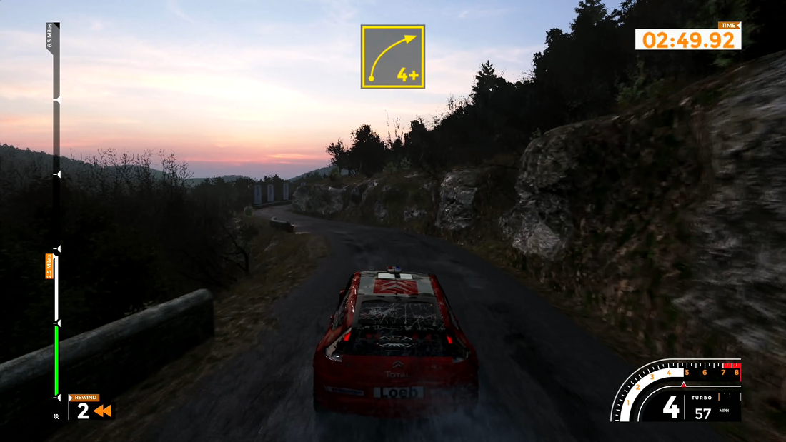 Sebastien Loeb Rally Evo PS4 dusk driving with car damage