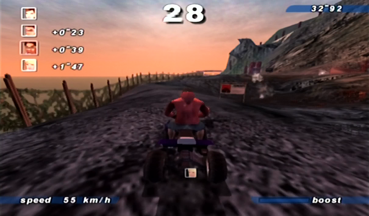 SEGA Extreme Sports Dreamcast ATV quad bike racing at sunset