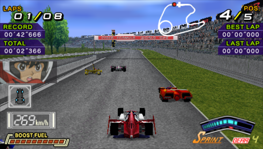 Shinseiki GPX Cyber Formula VS PSP at the start of a race
