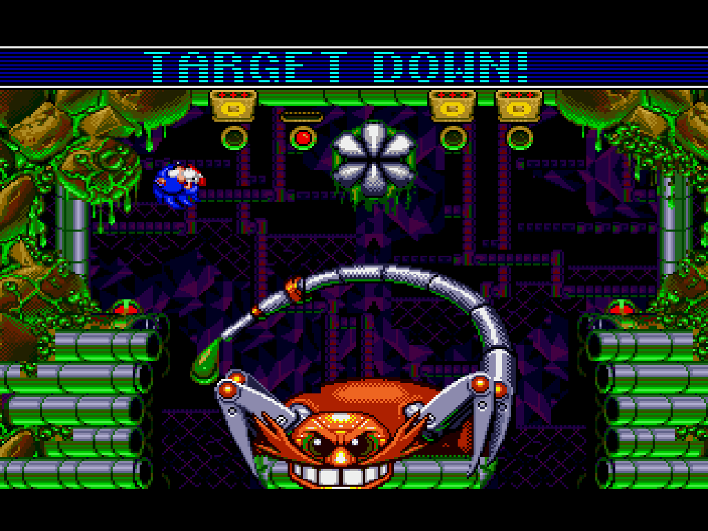 Sonic fights Robotnik-scorpion in the Toxic Caves