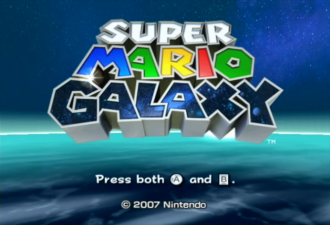 Super Mario Galaxy Nintendo Wii title screen