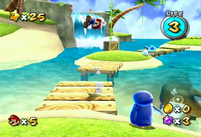 Super Mario Galaxy Nintendo Wii water and penguins