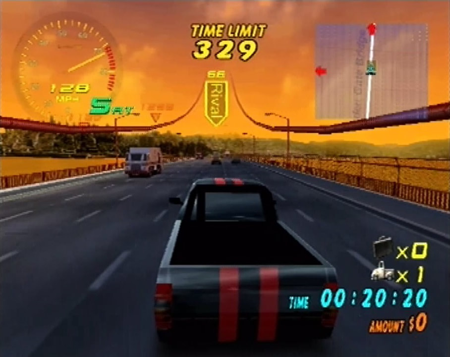 Super Runabout SEGA Dreamcast gameplay truck on a bridge