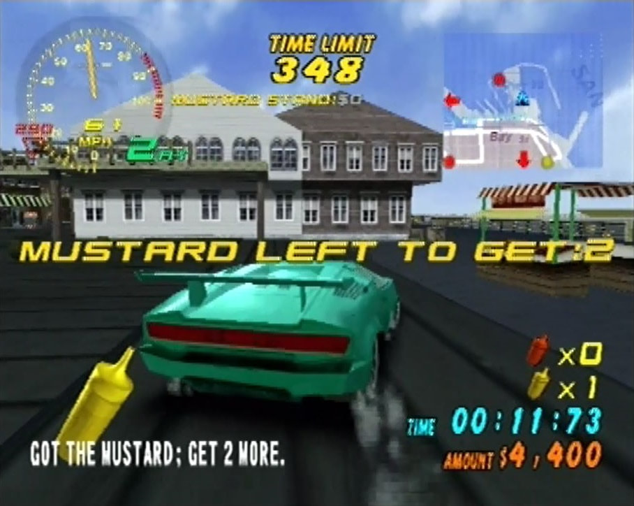 Super Runabout SEGA Dreamcast gameplay mustard ketchup challenge