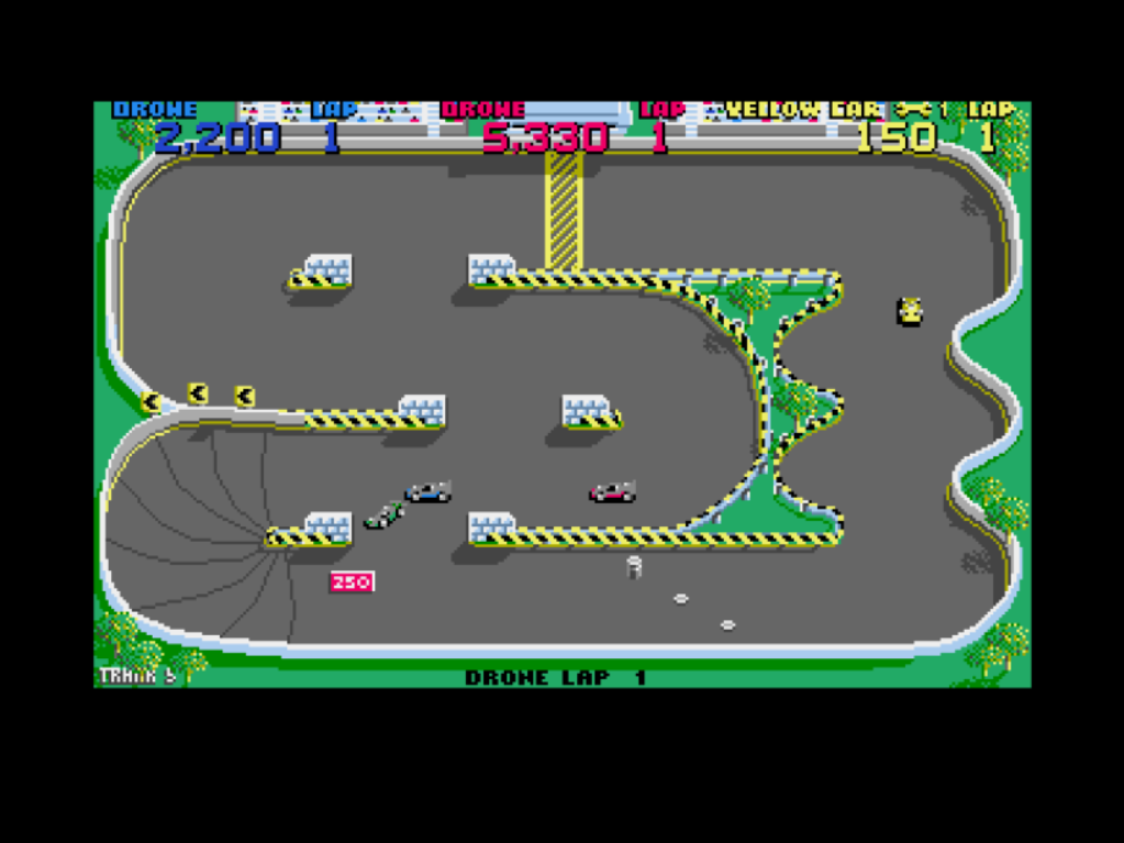 Super Sprint Atari ST race with gates and bollards