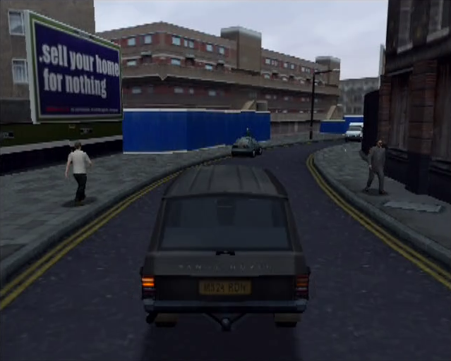 The Getaway PS2 Range Rover indicating direction of route
