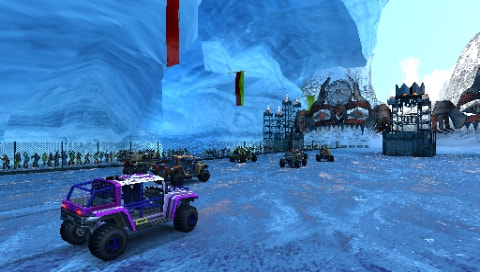 MotorStorm Arctic Edge PSP snowgod canyon race start 