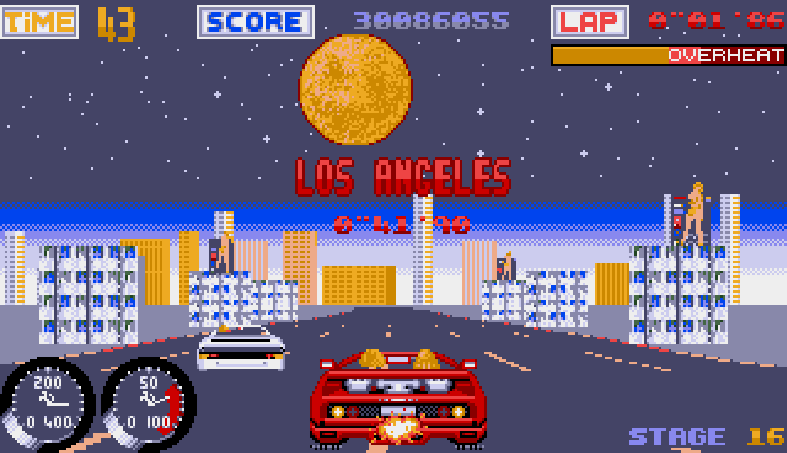 Turbo Outrun Atari ST gameplay final stage Los Angeles Boost