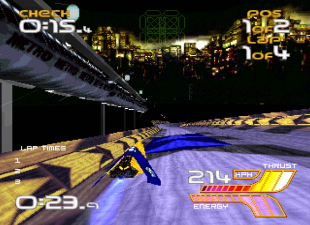 WipEout 2097 PS1 Gare d'Europa Feisar passes the train