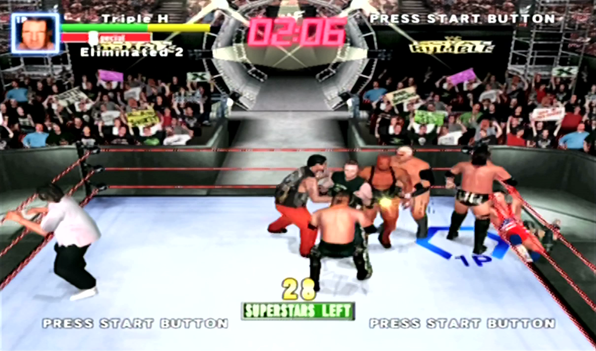 WWF Royal Rumble Dreamcast 8 wrestlers tussle in the ring