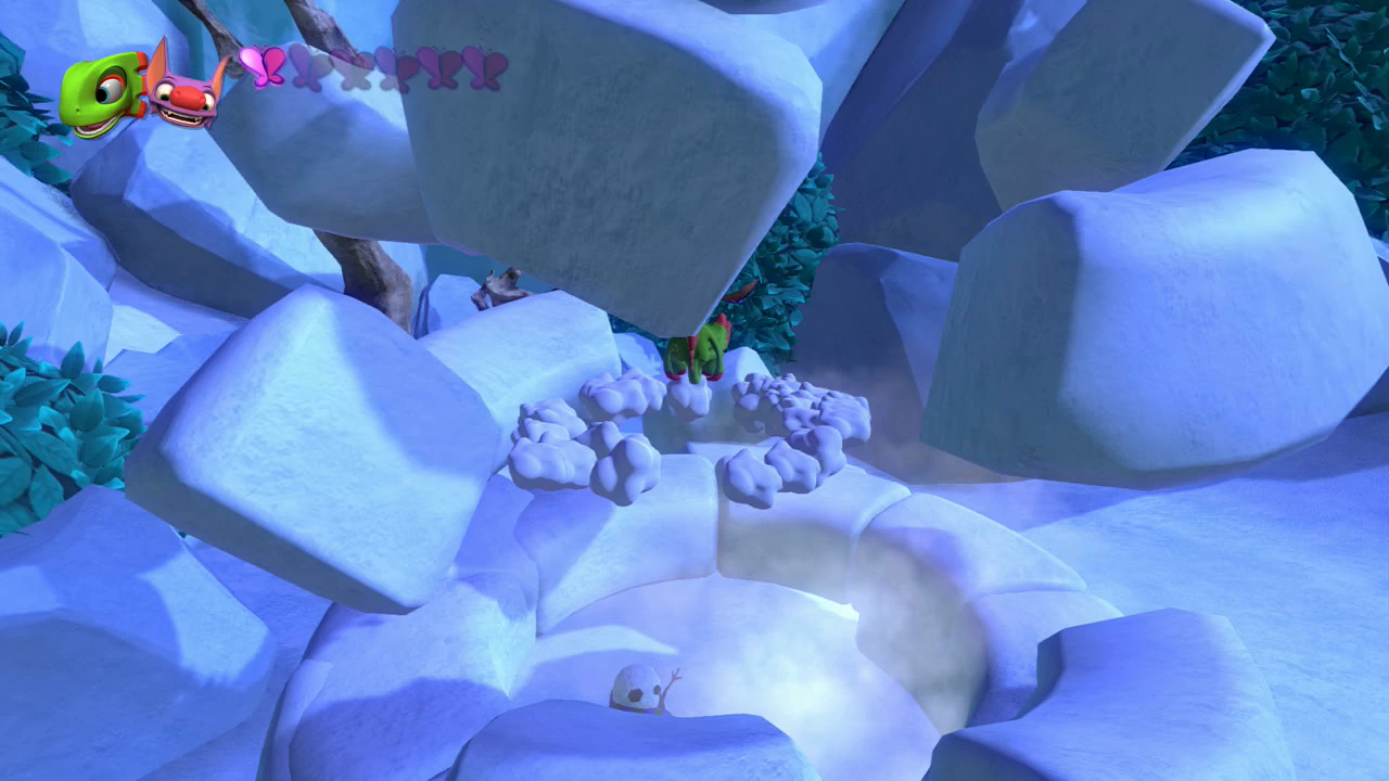 Yooka-Laylee frolicking in the snow